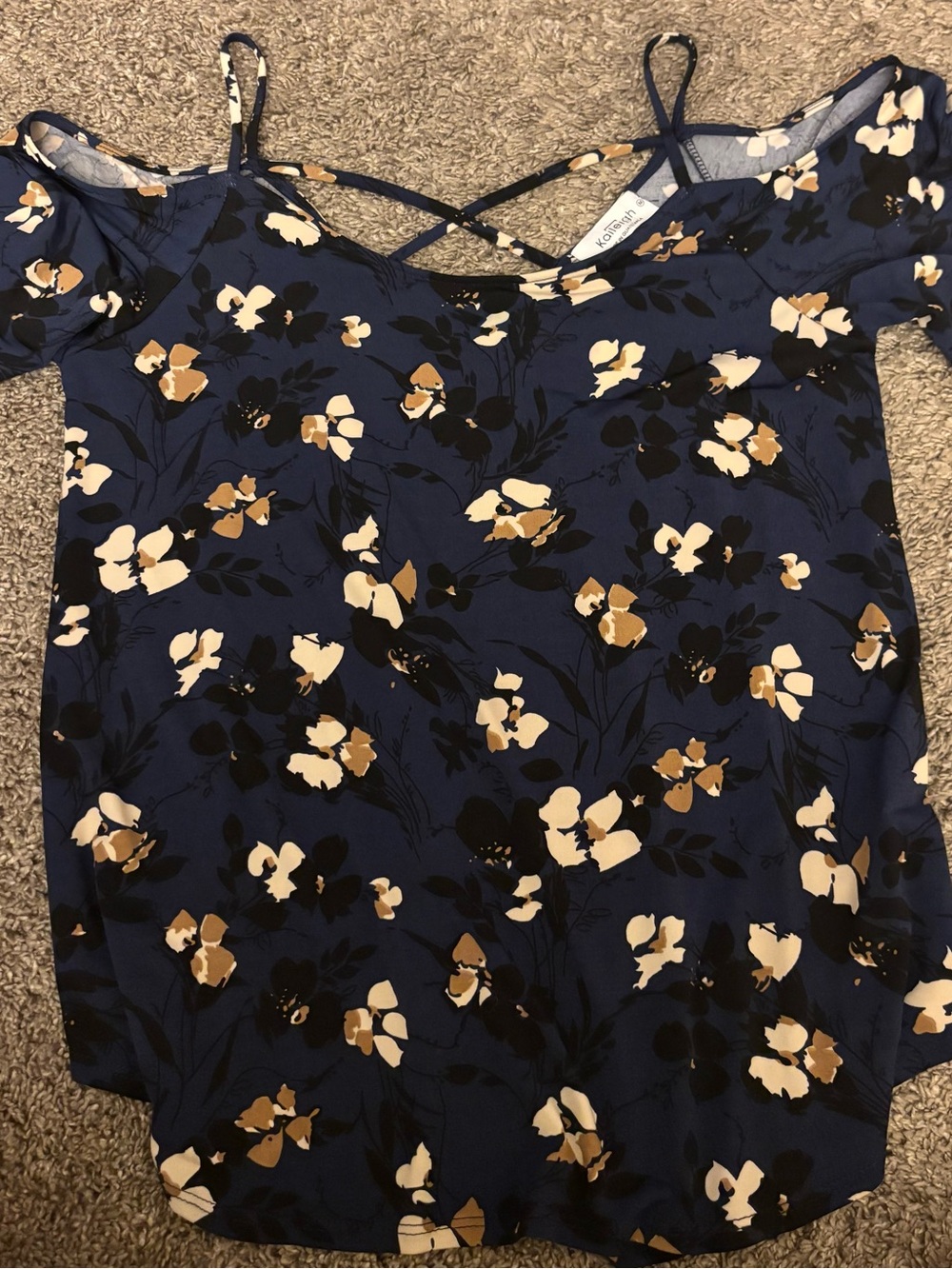 Kaileigh Navy Floral Cold-Shoulder Camisole